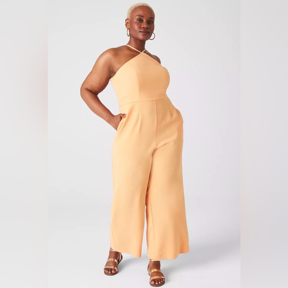 Sleeveless Peach Halter Jumpsuit